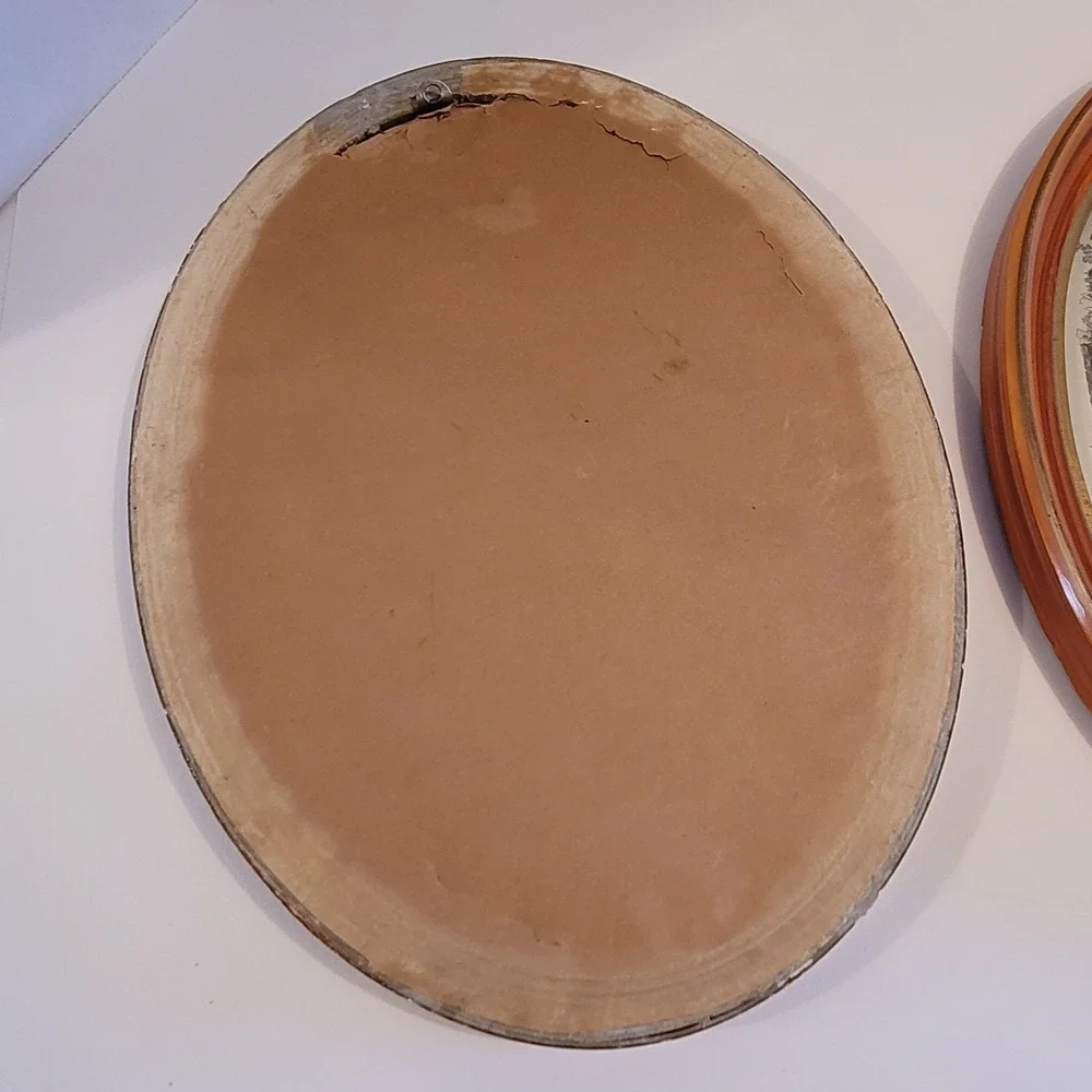 VTG LA MODE ILLUSTRE Victorian Ladies In Garden Wooden Oval Picture Frames